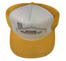 Trucker Hat Adjustable Mesh SnapBack Yellow &amp; White Moore Insulation - £5.70 GBP
