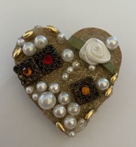 Decorative Beaded Heart Brooch Pin - $30.00