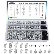 310Pcs Sae &amp; Metric Grease Nipple Assortment Kit, Hydraulic Grease Fittings - £31.14 GBP