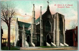 St John Roman Catholic RC Church Stamford Connecticut CT 1908 DB Postcar... - $6.88