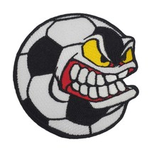 Angry Soccer Ball Embroidered Patch Iron On. Size: 3.5 x 3.5 inches. - £5.84 GBP