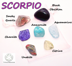 SCORPIO ~ Mini Zodiac Healing Crystals ~ Pocket Stone Set ~ Astrology Gift - £11.38 GBP