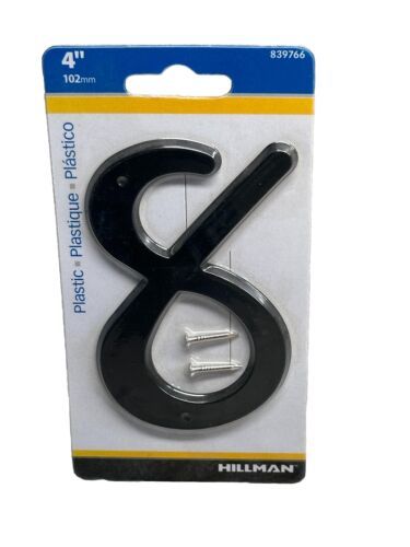 Hillman 4” Plastic Plastico  839766 Number 8 Letter With Screws - Black - $5.82