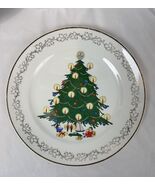 Vintage Merry Christmas Tree Plate 10” 22K Gold Trim Holiday Collectible - €20,73 EUR