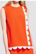 NWT Victoria Beckham Target XS Orange Scalloped 2 Pc Top Skirt Twill Set - $46.72