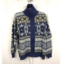 VTG London Fog Fair Isle Knit Full Zip Cardigan Sweater XL Streetwear USA Made - £32.03 GBP