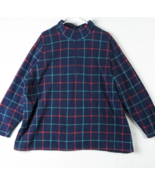 D&amp;Co Womens Fleece Pullover Jacket Plaid Size 2X Polyester Blue - $24.68