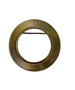 Vintage Gold Tone Circle Brooch Textured Round Open Center Pin - $14.40