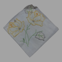 Vintage Yellow Roses Applique Applied Flowers floral handkerchief Cottagecore - £14.70 GBP