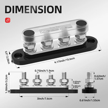 Metal Power Distribution Block Bus Bar Posts Cover Marine Automotive Solar 12V - £15.56 GBP