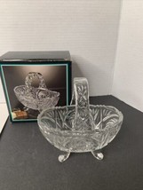 Vintage Clear Crystal Pinwheel Oval Basket Made Of 24% Lead Crystal - £6.44 GBP