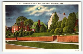 Night-Time Scene Moonlight Wautauga St Kingsport Tennessee Postcard Line... - $17.36