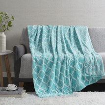 Madison Park Oversized 60 x 70 Ogee-Print Aqua Throw T4103707 - £19.69 GBP