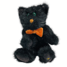 Boyds Bears Black Kitty 7 inch Orange Nose Bow Tie Jointed 1990s VTG - $14.26