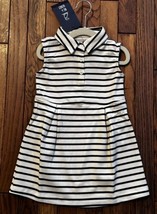 HENRY AND ME  CLASSIC SLEEVELESS NAVY/WHTE STRIPE POLO DRESS SIZES: 2T - £17.59 GBP
