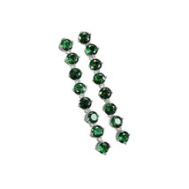 4Ct Round Lab-Created Green Emerald Drop Dangle Earrings 14K White Gold Plated - £80.40 GBP