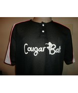 Vtg Black COUGAR BAIT 2 button Baseball Jersey Polyester Fits Adult L Ex... - $32.45