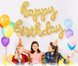 Happy Birthday Cursive Gold Foil Letter Balloon AIR Filled Balloon Banner Decor image 5
