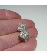 Diamond Pave Earrings 925 Silver Cubes Vintage Estate Diamond Jewelry Ea... - €246,45 EUR