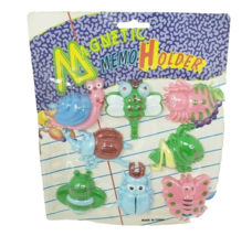 VINTAGE MAGNETIC MEMO HOLDERS PLASTIC ANIMAL MAGNETS BUG BUTTERFLY MAGNE... - $14.25