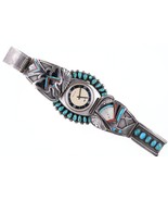 7.25&quot; Amazing Native American sterling silver/turquoise multistone chann... - £557.97 GBP