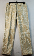 J. McLaughlin Pants Womens Size 0 Tan Floral Cotton Pockets Belt Loops Pull On - £19.63 GBP
