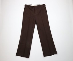 Vtg 70s Streetwear Mens 34x29 Knit Wide Leg Bell Bottoms Chino Pants Brown USA - $98.95