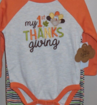 Baby Essentials Boys Girls 9 Months 4 Piece Outfit TURKEY My 1st Thanksgiving - £15.53 GBP
