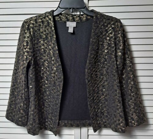 Primary image for Travelers Collection By Chicos Size 0 Gold Shiney Open Cardigan Full Sleeves