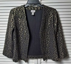 Travelers Collection By Chicos Size 0 Gold Shiney Open Cardigan Full Sle... - £13.58 GBP