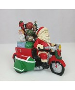 Ceramic Santa Riding  A  Motorcycle Christmas 4 Piece Cardinal Butter Sp... - $15.79