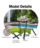  Mosaic Portable Threshold Indoor Outdoor Table Round Patio Garden Side ... - $68.51