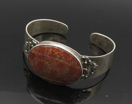 SAJEN 925 Sterling Silver - Vintage Jasper Swirl Detail Cuff Bracelet - BT7244 - £178.82 GBP