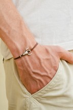 Bull head skull charm bracelet for men, brown string, men&#39;s jewelry - €8,74 EUR+