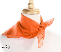 Orange Sheer Chiffon 50s Style Scarf - 21&quot; Square for Neck, Head, Hair -... - £8.61 GBP