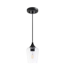 Merra 5&quot;W x 6&quot;H 1-Light Matte Black Pendant with Clear Glass Shade (HCF-2805-00) - £14.59 GBP