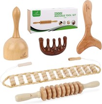 5-In-1 Wood Therapy Massage Tools Lymphatic Drainage Massager  Body Sculpting - £37.17 GBP