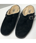 Ugg Black Suede Size 7 Heeled Fleece Lined Clog Shoe - $27.72