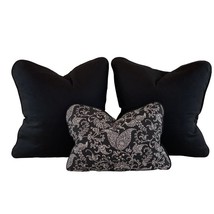 3 Pc Set Pillow Covers Premier Prints MM Designs Black &amp; White Botanical Paisley - £45.67 GBP