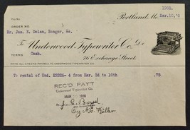 1908 Vintage Underwood Typewriter Portland Me Billhead Advertising - £38.07 GBP
