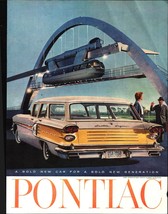 1958 Pontiac Ad Advertisement Vintage Print Ad - Custom Safari Wagon E4 - $24.11