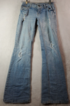 AriZona Jeans Womens Size 0 Blue Denim Cotton Distressed Medium Wash Pockets - £7.87 GBP