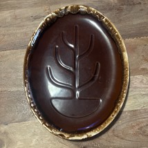 Mid-Century McCoy Pottery Brown Leaf Oval Platter - 13&quot; x 10&quot; Tree of Life - £10.58 GBP