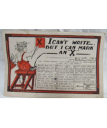 I Cant Write But I Can Mark an X 1909 Postcard Hand Color Franklin Mier ... - £3.90 GBP