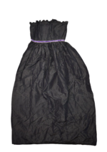 Vintage Richilene New York Dress Womens 10 Black Velvet Trim Strapless P... - £52.32 GBP