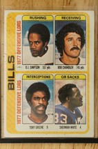 Vintage 1978 Topps Football Card OJ Simpson #503 Buffalo Bills Team Checklist - £6.50 GBP