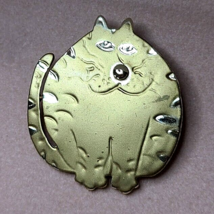 Fat Chonky Cat Pin Kitty Feline Vintage Estate Jewelry - $18.76