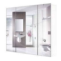 Modern 3-Door Wall Mounted Medicine Cabinet Bathroom Mirror Cupboard - €193,45 EUR
