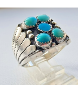 ZUNI NATIVE AMERICAN NATURAL TURQUOISE RING SIZE 10.25 - $124.74