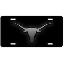 Texas longhorn aluminum license plate car truck SUV tag black  - £13.11 GBP